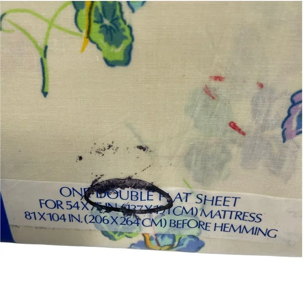 Dan River No‎ Iron Flat Sheet Double Bed Tan Floral